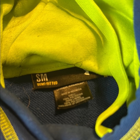 Under Armour Royal Blue Hoodie with Bright Yellow Details - Picture 2 of 3